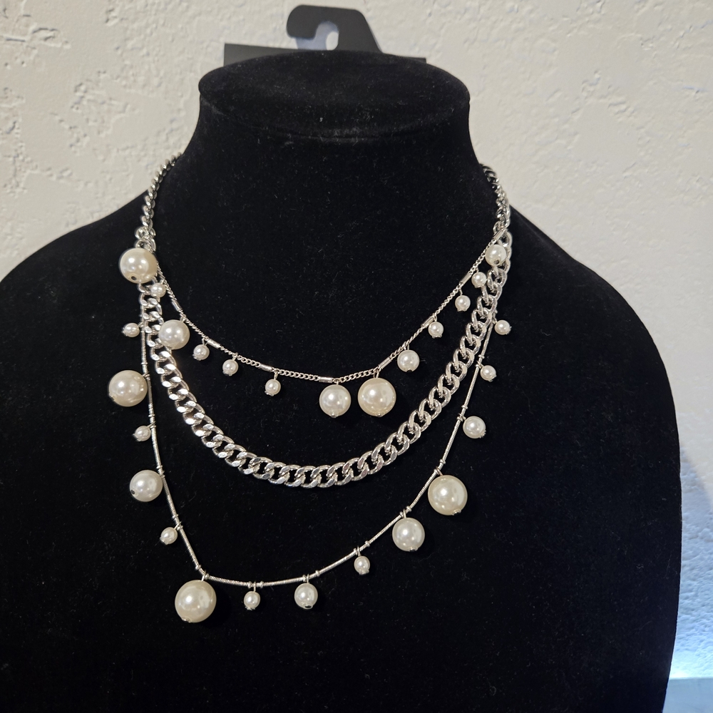 Simply Vera Vera Wang Silver Necklace with Pearl Accents